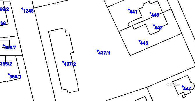 Parcela st. 437/1 v KÚ Hradiště u Plzně, Katastrální mapa