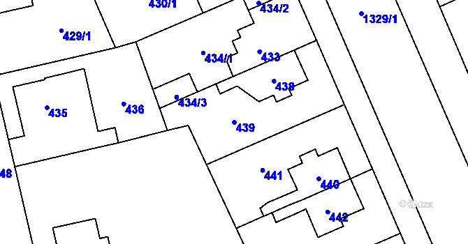 Parcela st. 439 v KÚ Hradiště u Plzně, Katastrální mapa