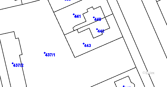 Parcela st. 443 v KÚ Hradiště u Plzně, Katastrální mapa