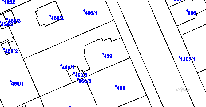 Parcela st. 459 v KÚ Hradiště u Plzně, Katastrální mapa