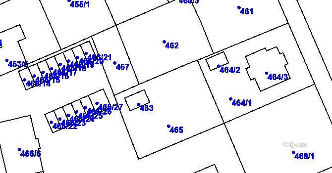 Parcela st. 463 v KÚ Hradiště u Plzně, Katastrální mapa