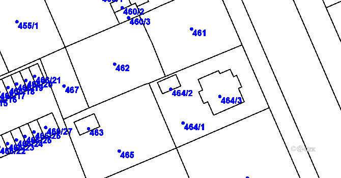 Parcela st. 464/2 v KÚ Hradiště u Plzně, Katastrální mapa