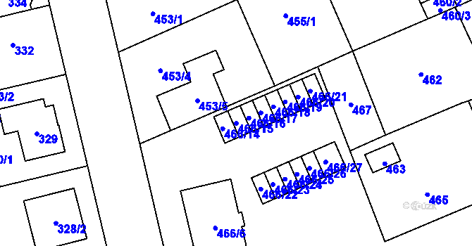 Parcela st. 466/15 v KÚ Hradiště u Plzně, Katastrální mapa