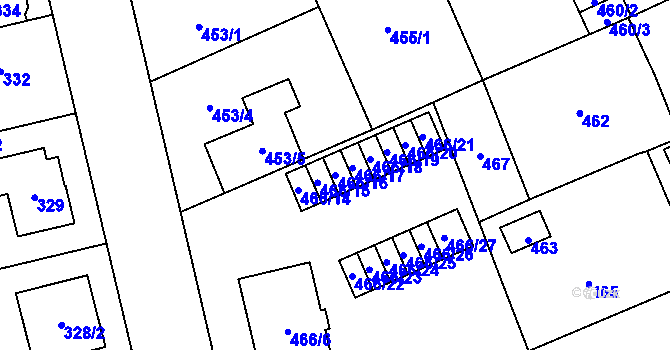 Parcela st. 466/16 v KÚ Hradiště u Plzně, Katastrální mapa