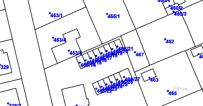 Parcela st. 466/18 v KÚ Hradiště u Plzně, Katastrální mapa