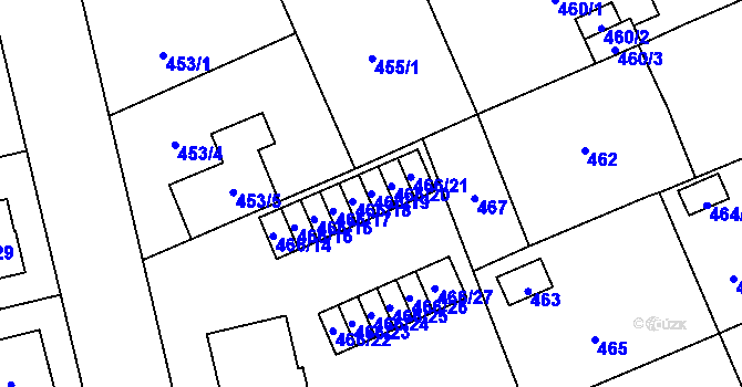 Parcela st. 466/19 v KÚ Hradiště u Plzně, Katastrální mapa