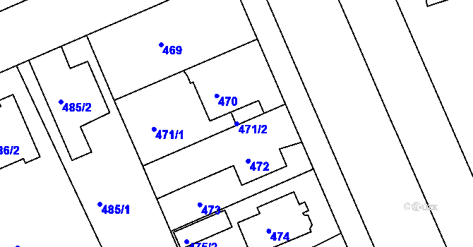 Parcela st. 471/2 v KÚ Hradiště u Plzně, Katastrální mapa