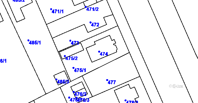 Parcela st. 474 v KÚ Hradiště u Plzně, Katastrální mapa