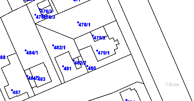 Parcela st. 479/1 v KÚ Hradiště u Plzně, Katastrální mapa