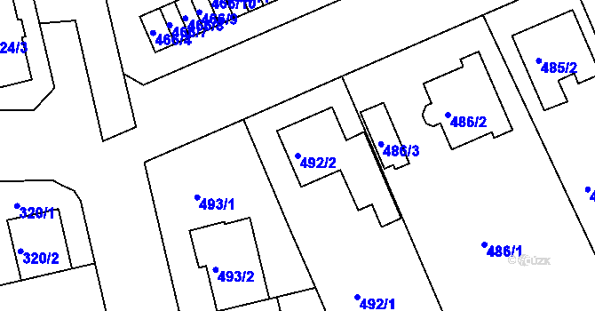 Parcela st. 492/2 v KÚ Hradiště u Plzně, Katastrální mapa