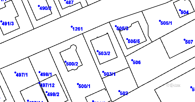 Parcela st. 503/2 v KÚ Hradiště u Plzně, Katastrální mapa