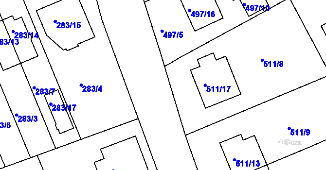 Parcela st. 511/11 v KÚ Hradiště u Plzně, Katastrální mapa