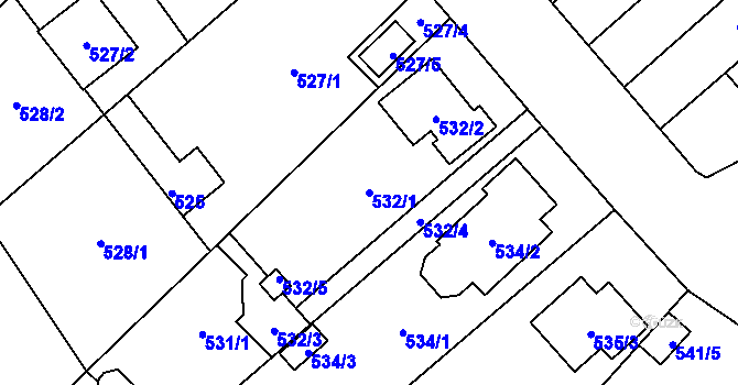 Parcela st. 532/1 v KÚ Hradiště u Plzně, Katastrální mapa