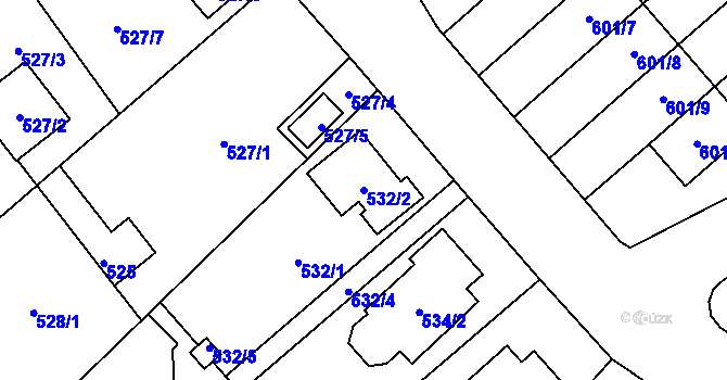 Parcela st. 532/2 v KÚ Hradiště u Plzně, Katastrální mapa