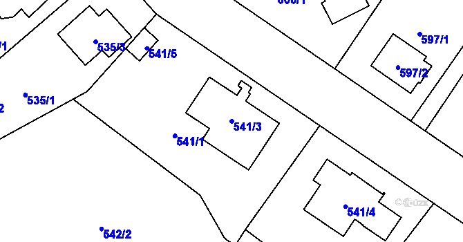Parcela st. 541/3 v KÚ Hradiště u Plzně, Katastrální mapa