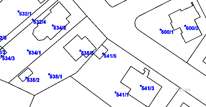 Parcela st. 541/5 v KÚ Hradiště u Plzně, Katastrální mapa