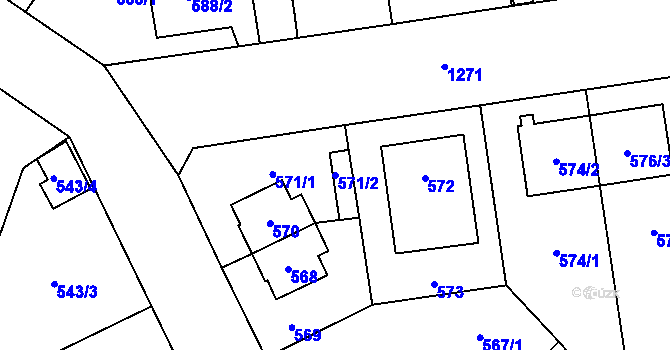 Parcela st. 571/2 v KÚ Hradiště u Plzně, Katastrální mapa