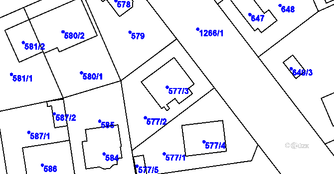 Parcela st. 577/3 v KÚ Hradiště u Plzně, Katastrální mapa