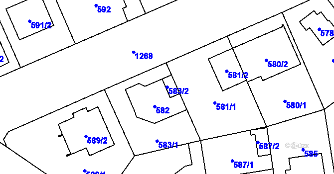 Parcela st. 583/2 v KÚ Hradiště u Plzně, Katastrální mapa