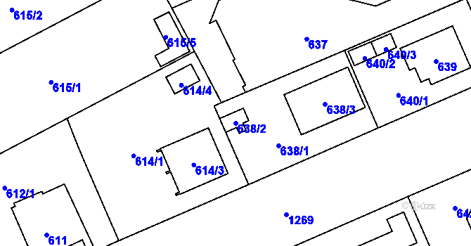 Parcela st. 638/2 v KÚ Hradiště u Plzně, Katastrální mapa