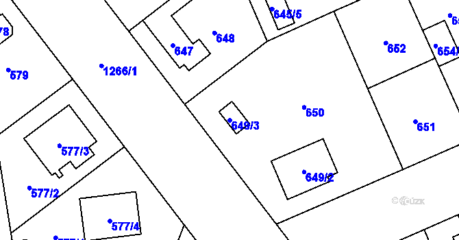 Parcela st. 649/3 v KÚ Hradiště u Plzně, Katastrální mapa