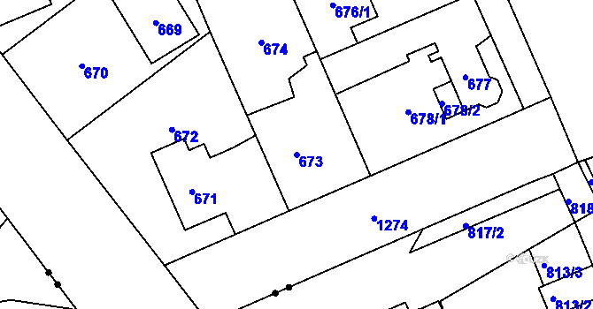 Parcela st. 673 v KÚ Hradiště u Plzně, Katastrální mapa