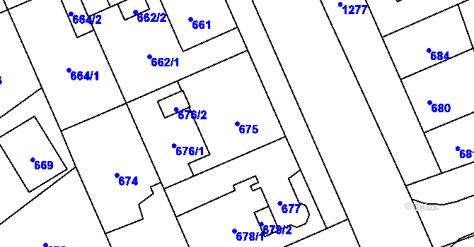 Parcela st. 675 v KÚ Hradiště u Plzně, Katastrální mapa