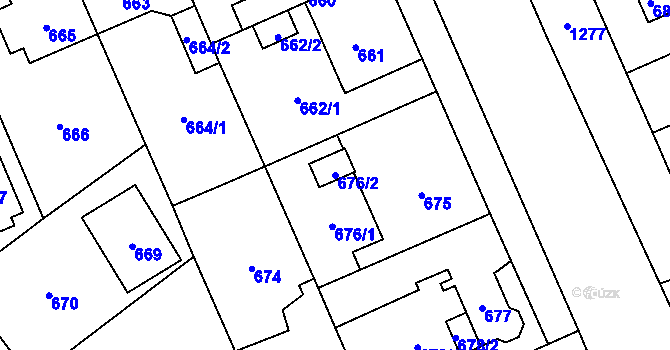 Parcela st. 676/2 v KÚ Hradiště u Plzně, Katastrální mapa