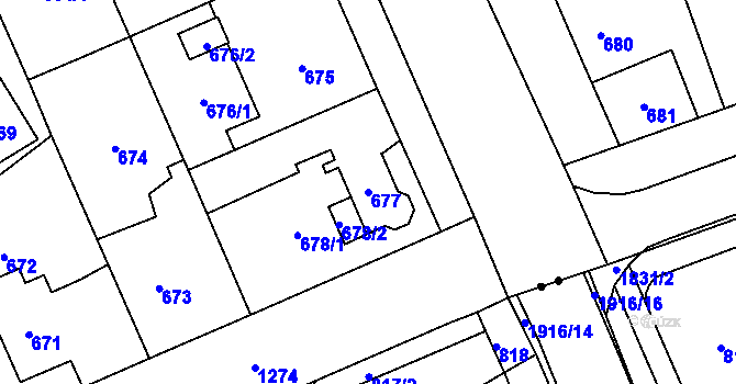 Parcela st. 677 v KÚ Hradiště u Plzně, Katastrální mapa
