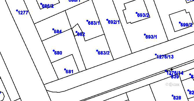 Parcela st. 683/2 v KÚ Hradiště u Plzně, Katastrální mapa