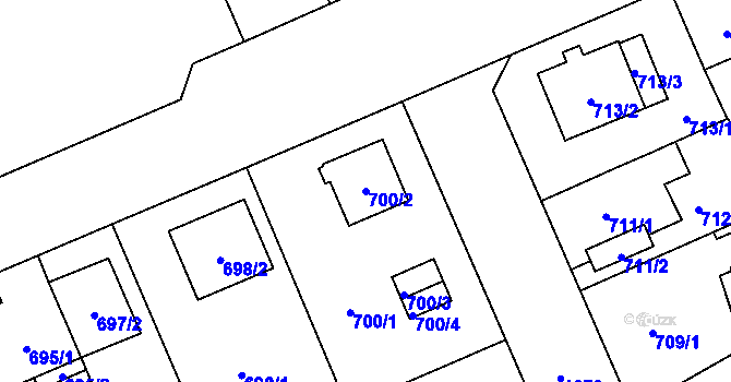Parcela st. 700/2 v KÚ Hradiště u Plzně, Katastrální mapa