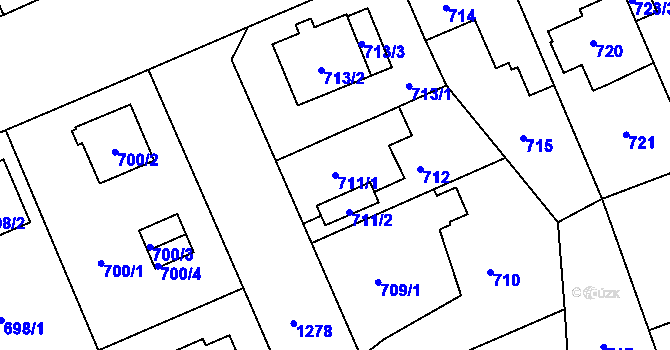 Parcela st. 711/1 v KÚ Hradiště u Plzně, Katastrální mapa