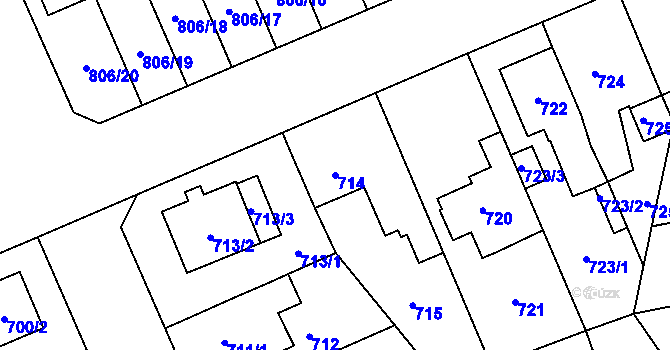 Parcela st. 714 v KÚ Hradiště u Plzně, Katastrální mapa