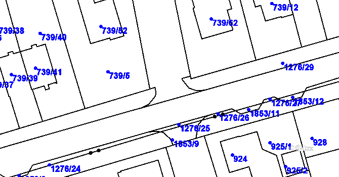 Parcela st. 739/1 v KÚ Hradiště u Plzně, Katastrální mapa