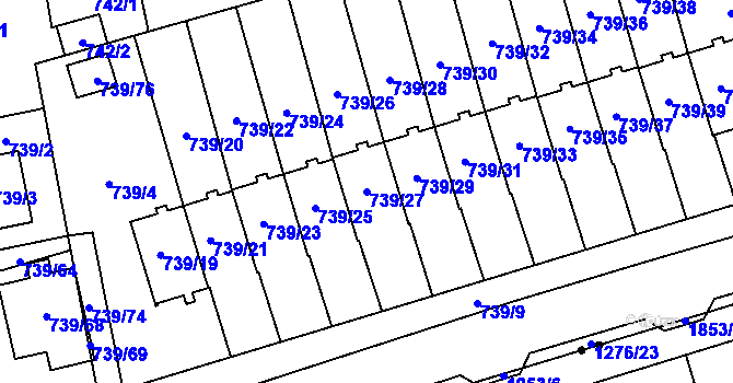 Parcela st. 739/27 v KÚ Hradiště u Plzně, Katastrální mapa