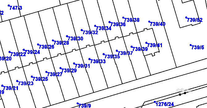 Parcela st. 739/35 v KÚ Hradiště u Plzně, Katastrální mapa