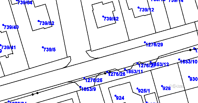 Parcela st. 739/67 v KÚ Hradiště u Plzně, Katastrální mapa