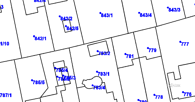 Parcela st. 783/2 v KÚ Hradiště u Plzně, Katastrální mapa