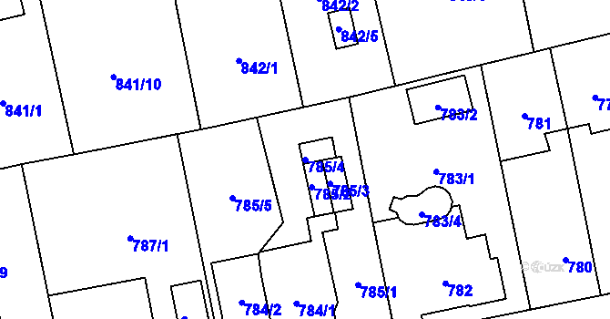 Parcela st. 785/4 v KÚ Hradiště u Plzně, Katastrální mapa