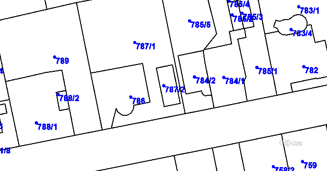 Parcela st. 787/2 v KÚ Hradiště u Plzně, Katastrální mapa