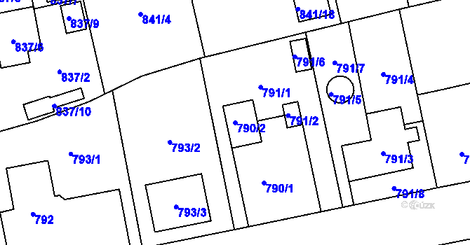 Parcela st. 790/2 v KÚ Hradiště u Plzně, Katastrální mapa