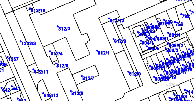 Parcela st. 812/1 v KÚ Hradiště u Plzně, Katastrální mapa