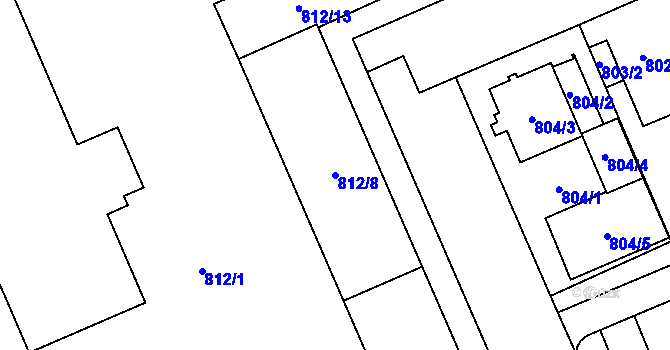 Parcela st. 812/8 v KÚ Hradiště u Plzně, Katastrální mapa