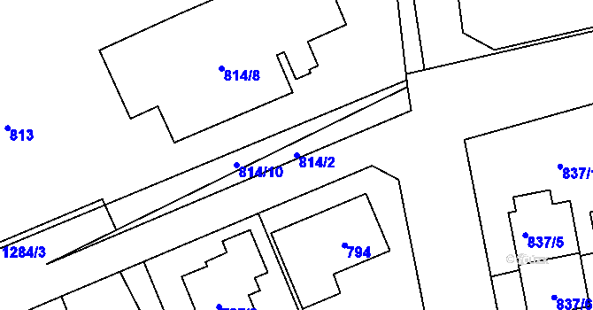 Parcela st. 814/2 v KÚ Hradiště u Plzně, Katastrální mapa