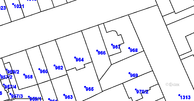 Parcela st. 966 v KÚ Hradiště u Plzně, Katastrální mapa