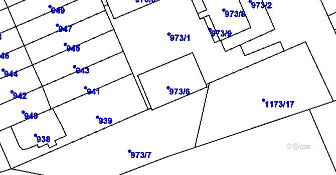 Parcela st. 973/6 v KÚ Hradiště u Plzně, Katastrální mapa