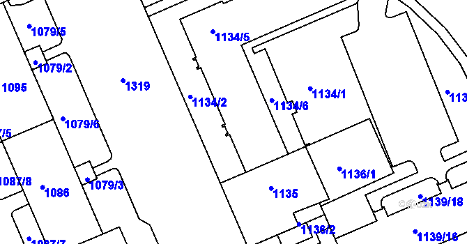 Parcela st. 1134/3 v KÚ Hradiště u Plzně, Katastrální mapa