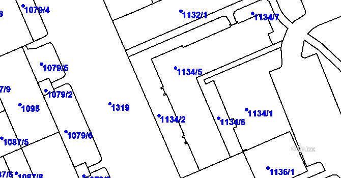 Parcela st. 1134/4 v KÚ Hradiště u Plzně, Katastrální mapa