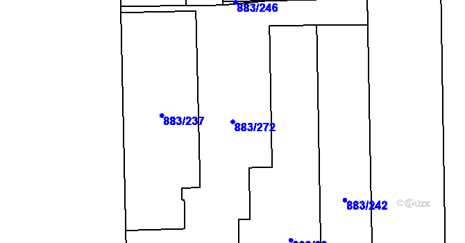 Parcela st. 883/272 v KÚ Hradiště u Plzně, Katastrální mapa