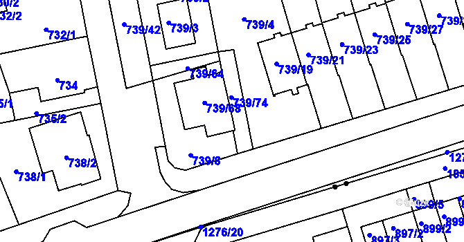 Parcela st. 739/69 v KÚ Hradiště u Plzně, Katastrální mapa